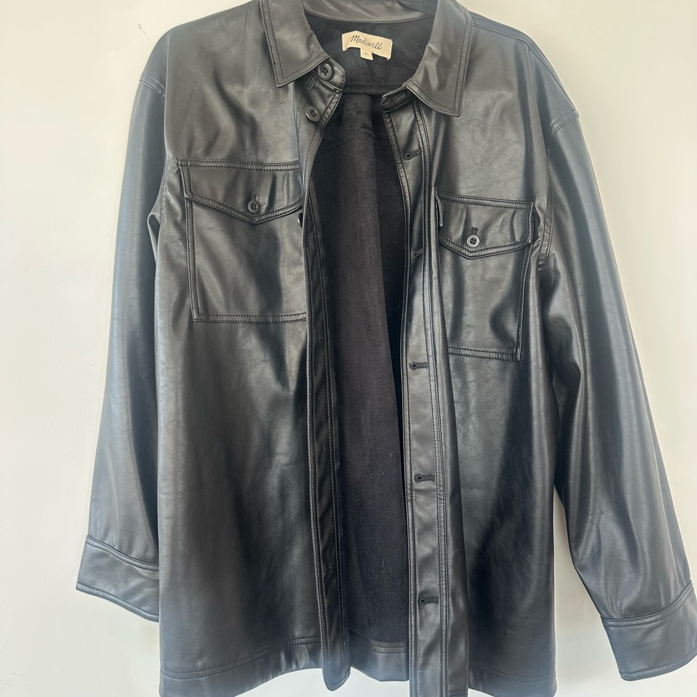 Madewell Black Faux Leather Shacket